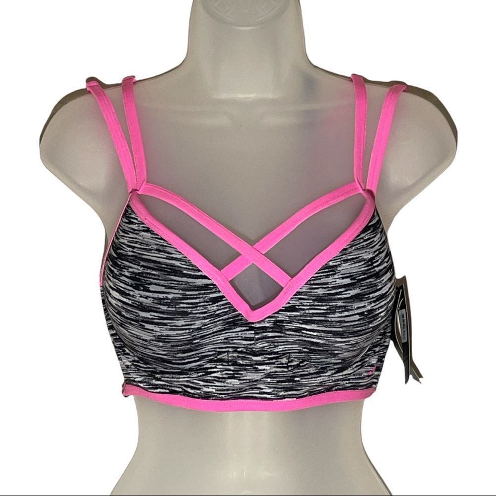 L.A. Gear Ultimate Microfiber Racerback Sports Bra Padded Underwire Large NWT